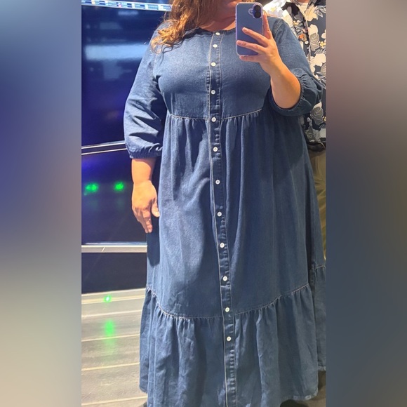 Denim Blue Button-Down Maxi Dress - Picture 2 of 8